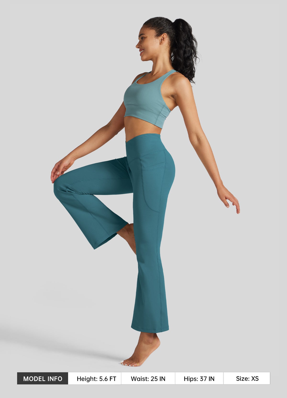 Womens Crossover Flare Yoga Leggings 31 Inch teal