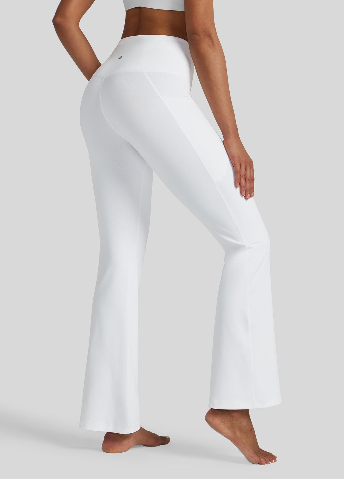 Womens Crossover Flare Yoga Leggings 31 Inch white