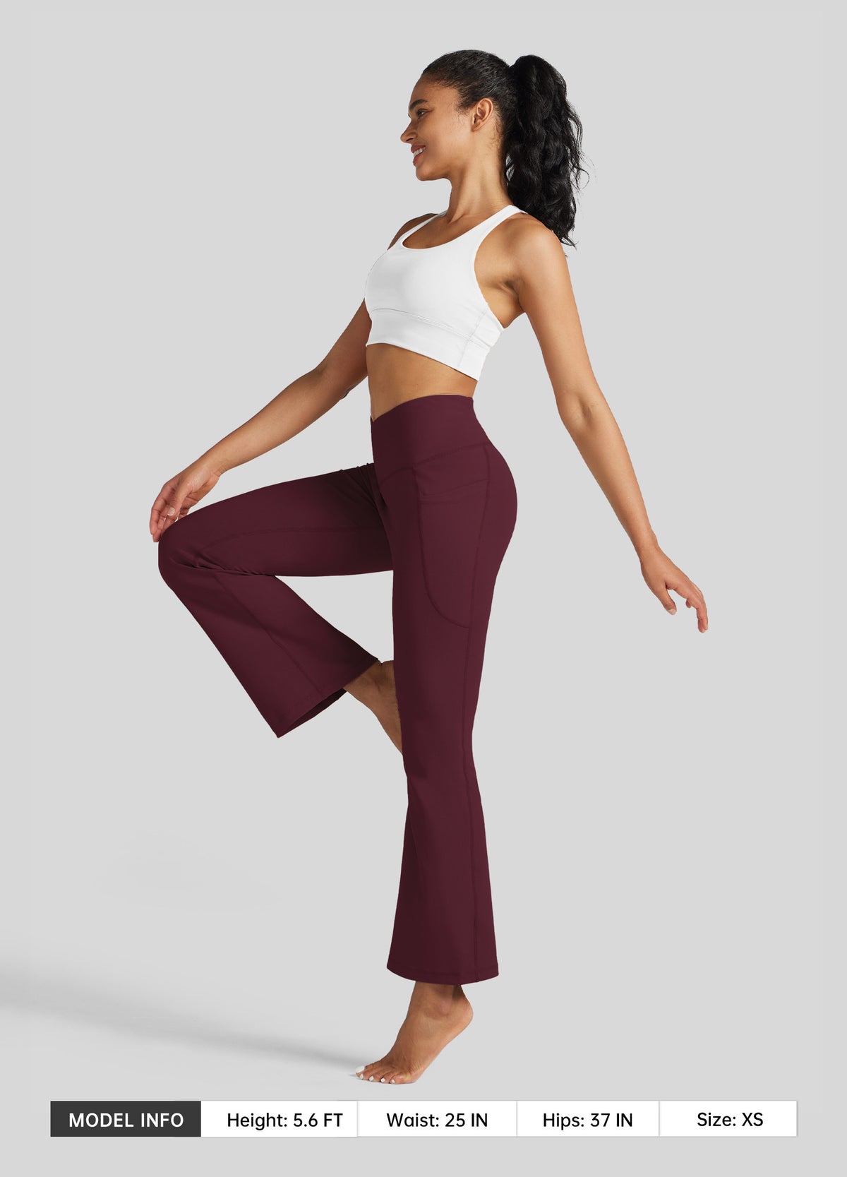 Womens Crossover Flare Yoga Leggings 29 Inch wine red