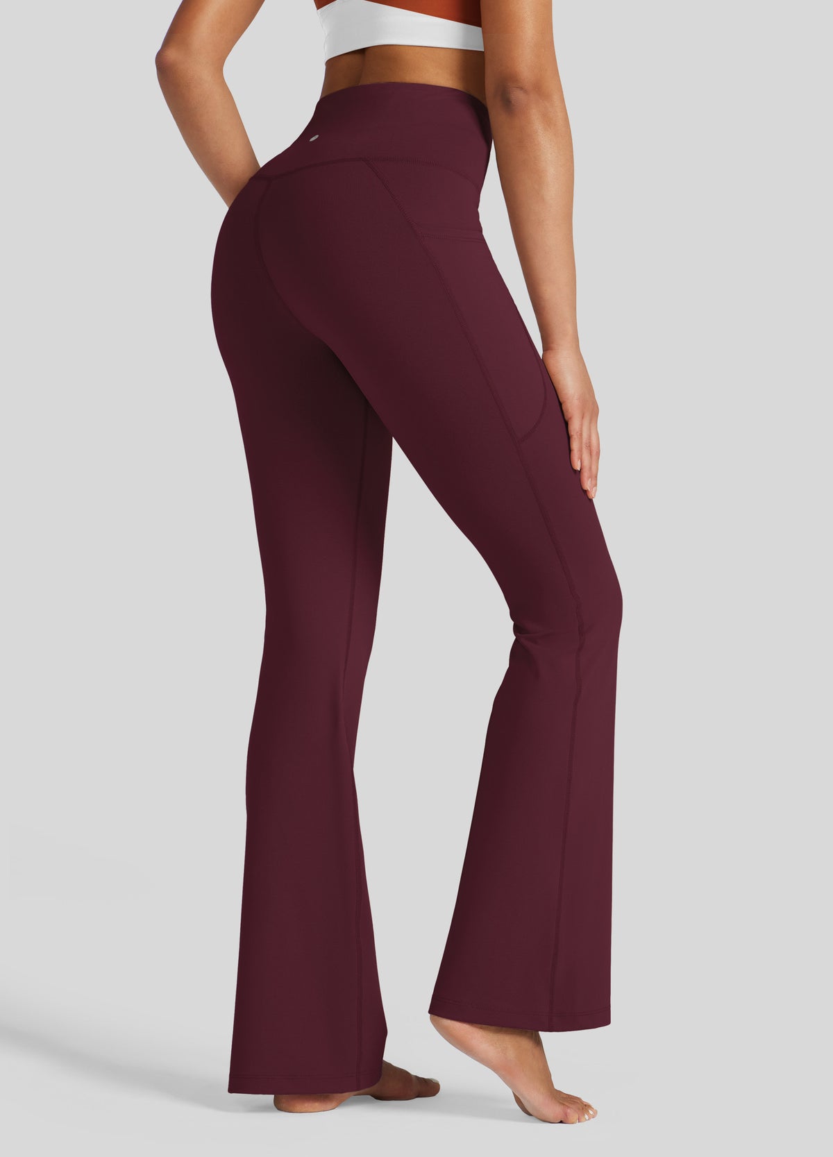 Womens Crossover Flare Yoga Leggings 29 Inch wine red