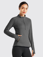 Willit Women's Fleece Pullover Half Zip_Gray1