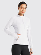 Willit Women's Fleece Pullover Half Zip_White1