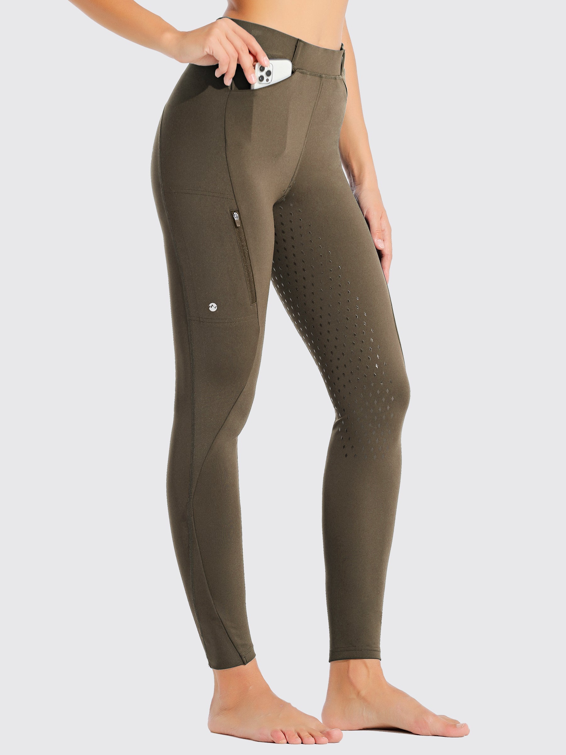 Willit Women's Riding Pants Full Seat Silicone_Brown1