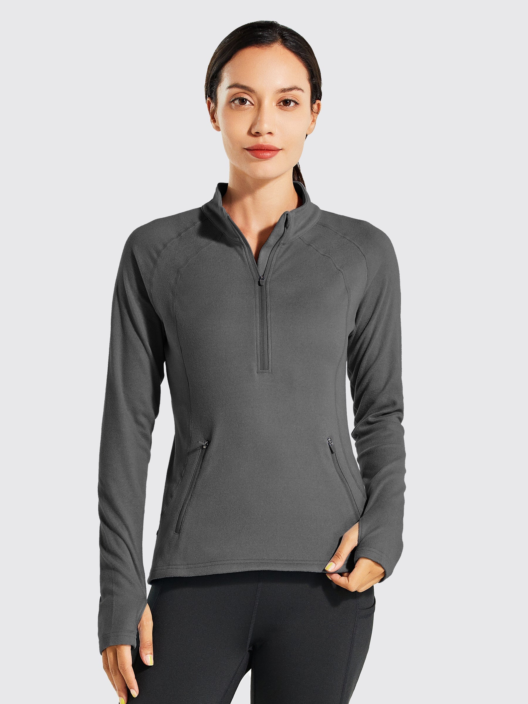 Willit Women's Fleece Pullover Half Zip_Gray2