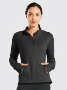 Willit Women's Fleece Pullover Half Zip_Black3