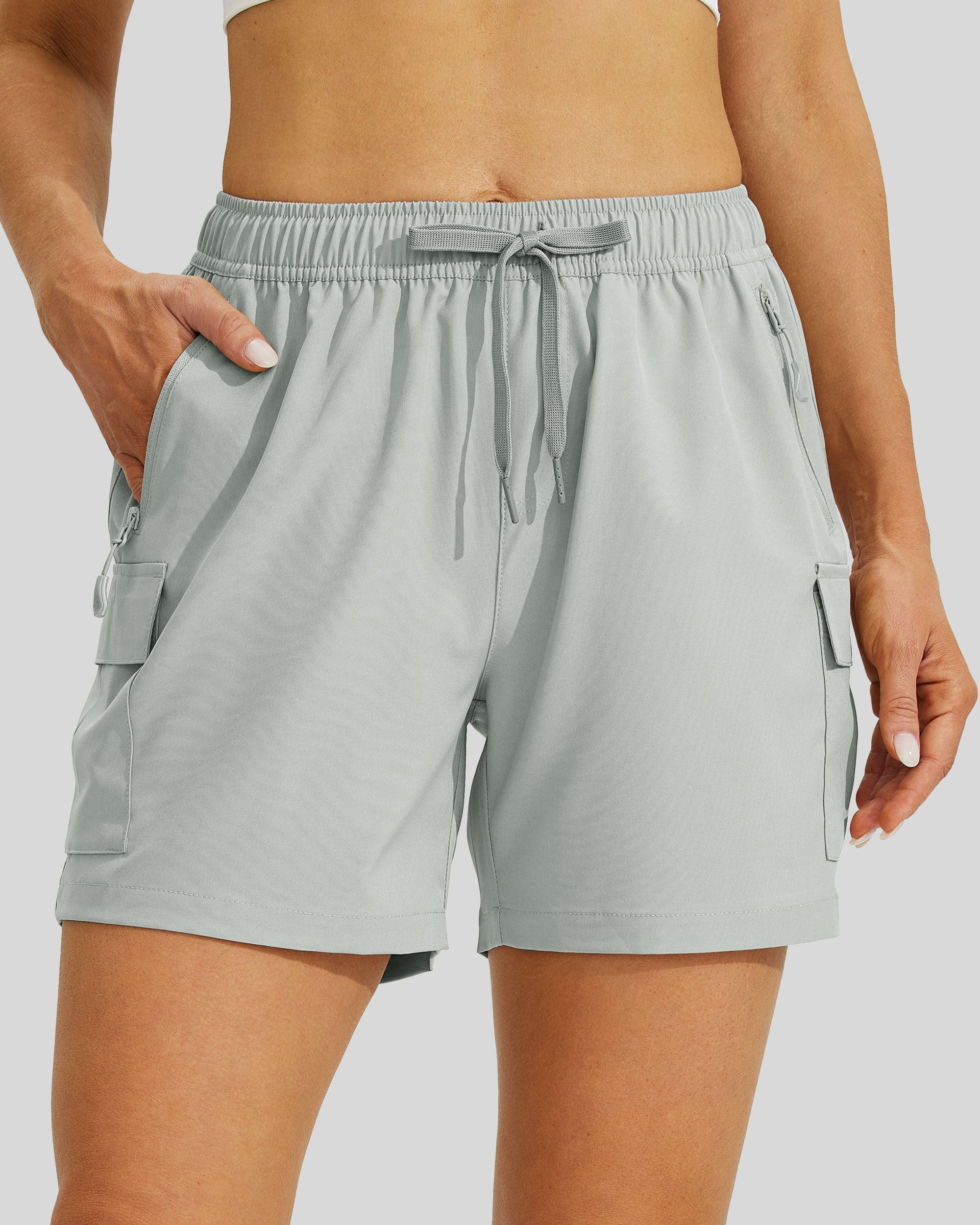 Wiliit Women's Hiking Athletic Shorts_light gray2