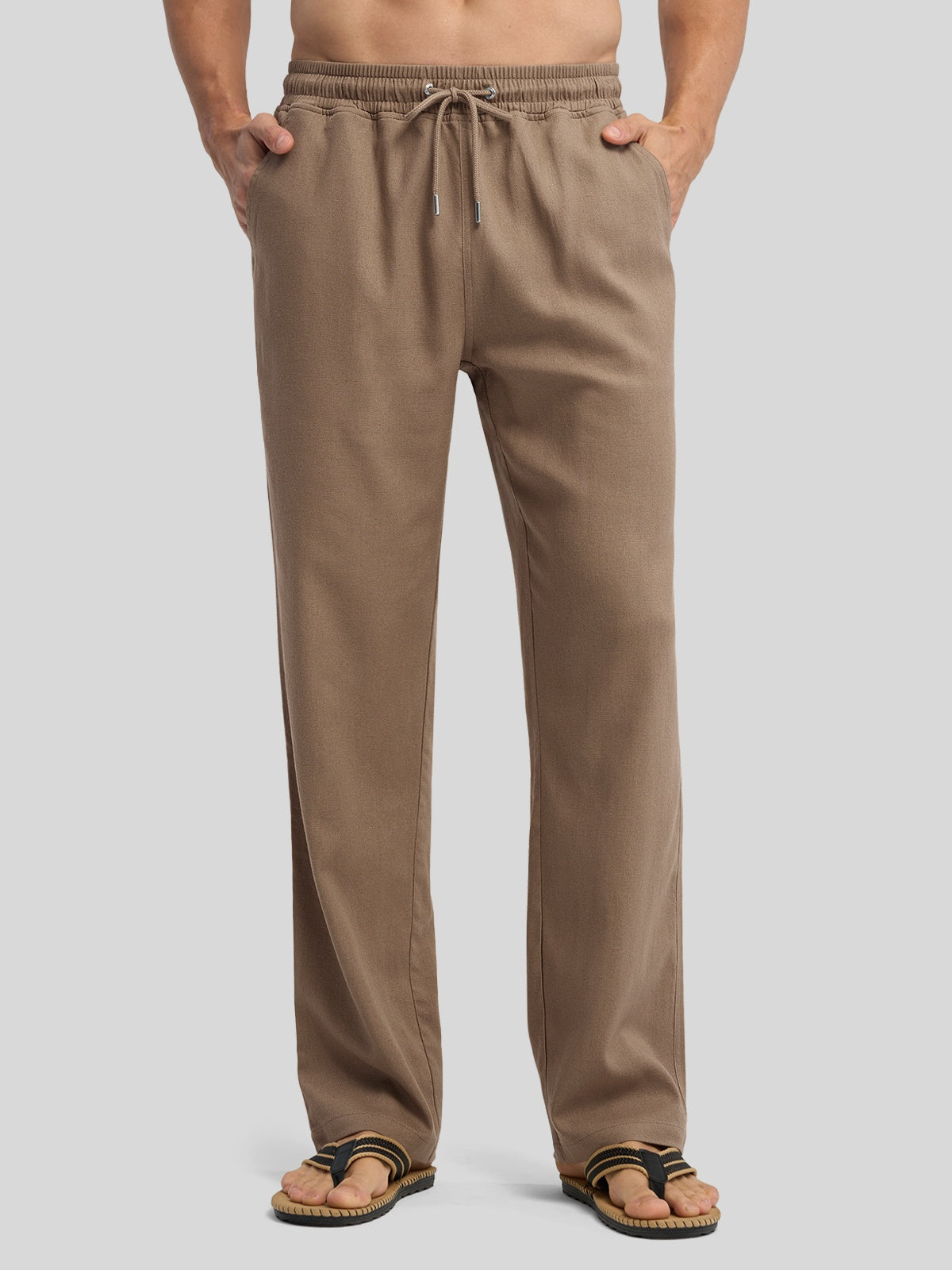 Willit Men's Casual Linen Drawstring Pants 28 In_deep khaki1
