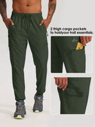 Men's Lightweight Cargo Hiking Running Joggers_Green_detail2