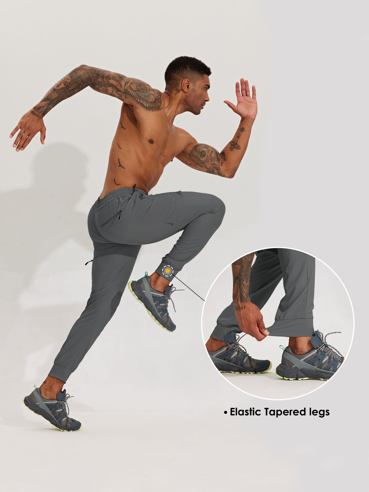 Men's Lightweight Cargo Hiking Running Joggers_DeepGray_model5