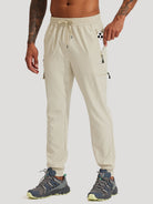 Men's Lightweight Cargo Hiking Running Joggers_Khaki_model1