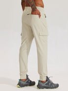 Men's Lightweight Cargo Hiking Running Joggers_Khaki_model2