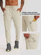 Men's Lightweight Cargo Hiking Running Joggers_Khaki_model6