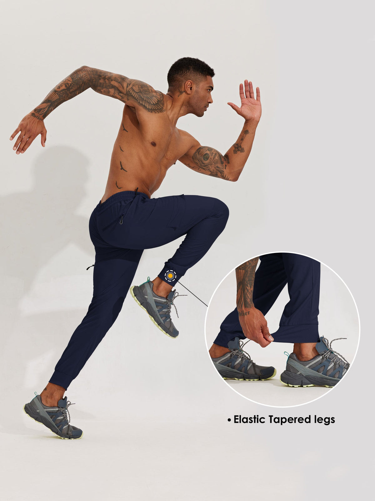 Men's Lightweight Cargo Hiking Running Joggers_Navy_model5