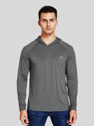 Willit Men's Sun Protection Long Sleeve Hooded Shirts in deep gray