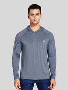 Willit Men's Sun Protection Long Sleeve Hooded Shirts in gray