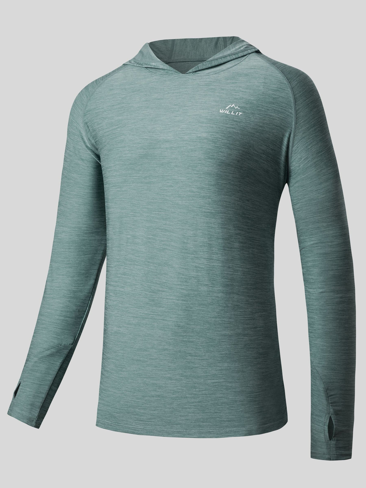 Willit Men's Sun Protection Long Sleeve Hooded Shirts in cyan