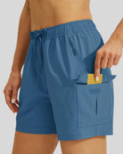 Willit Women's Hiking Workout Shorts in ocean blue3