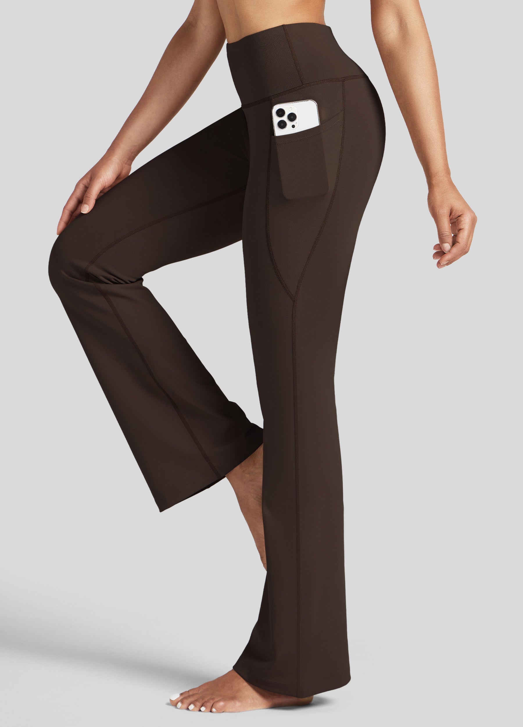 Womens Stretchy Yoga Pants Bootcut 31 Inch brown