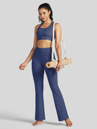 Womens Stretchy Yoga Pants Bootcut 31 Inch deep blue