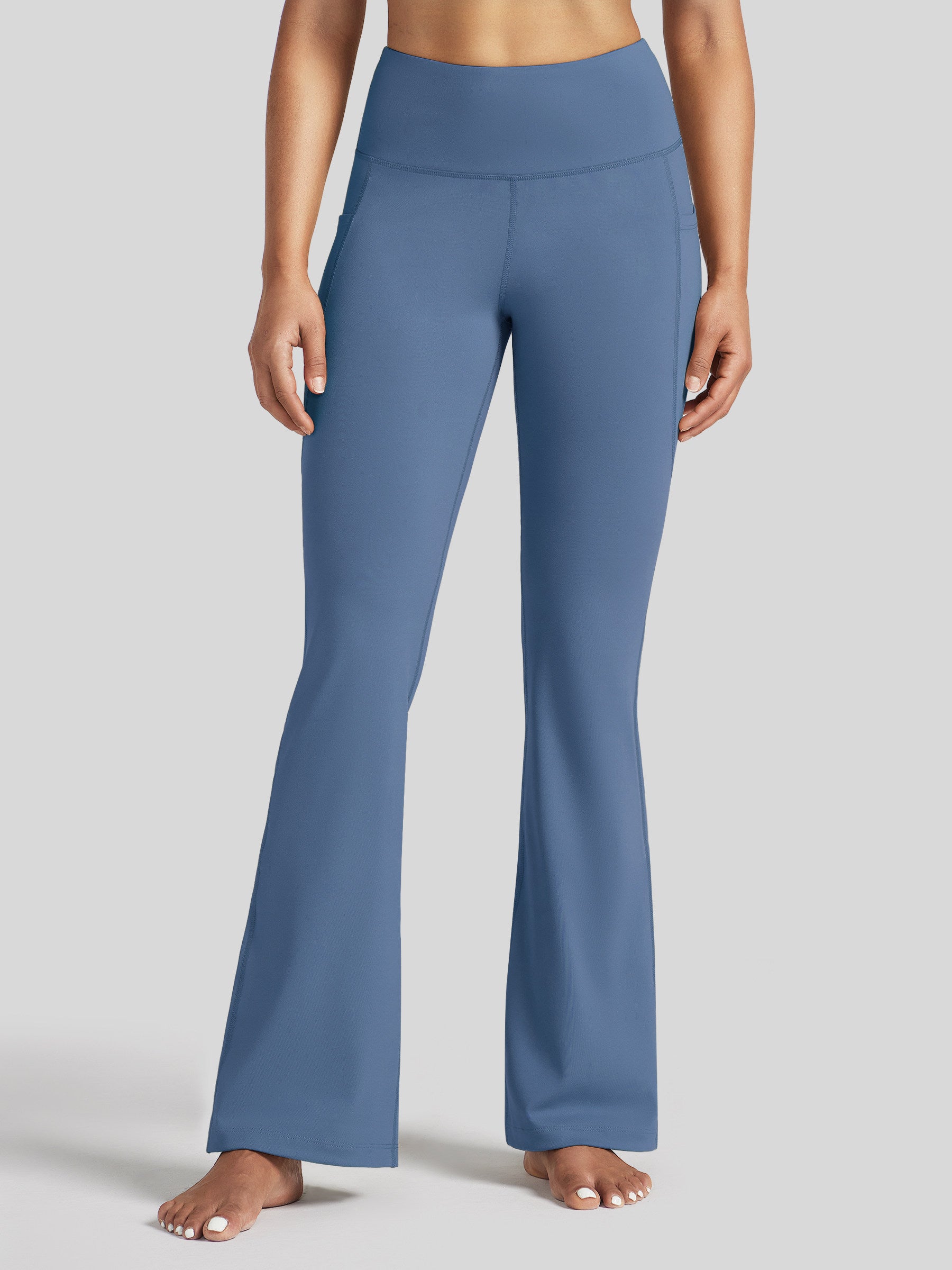 Womens Stretchy Yoga Pants Bootcut 31 Inch fog blue