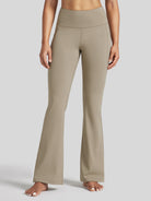 Womens Stretchy Yoga Pants Bootcut 29 Inch khaki