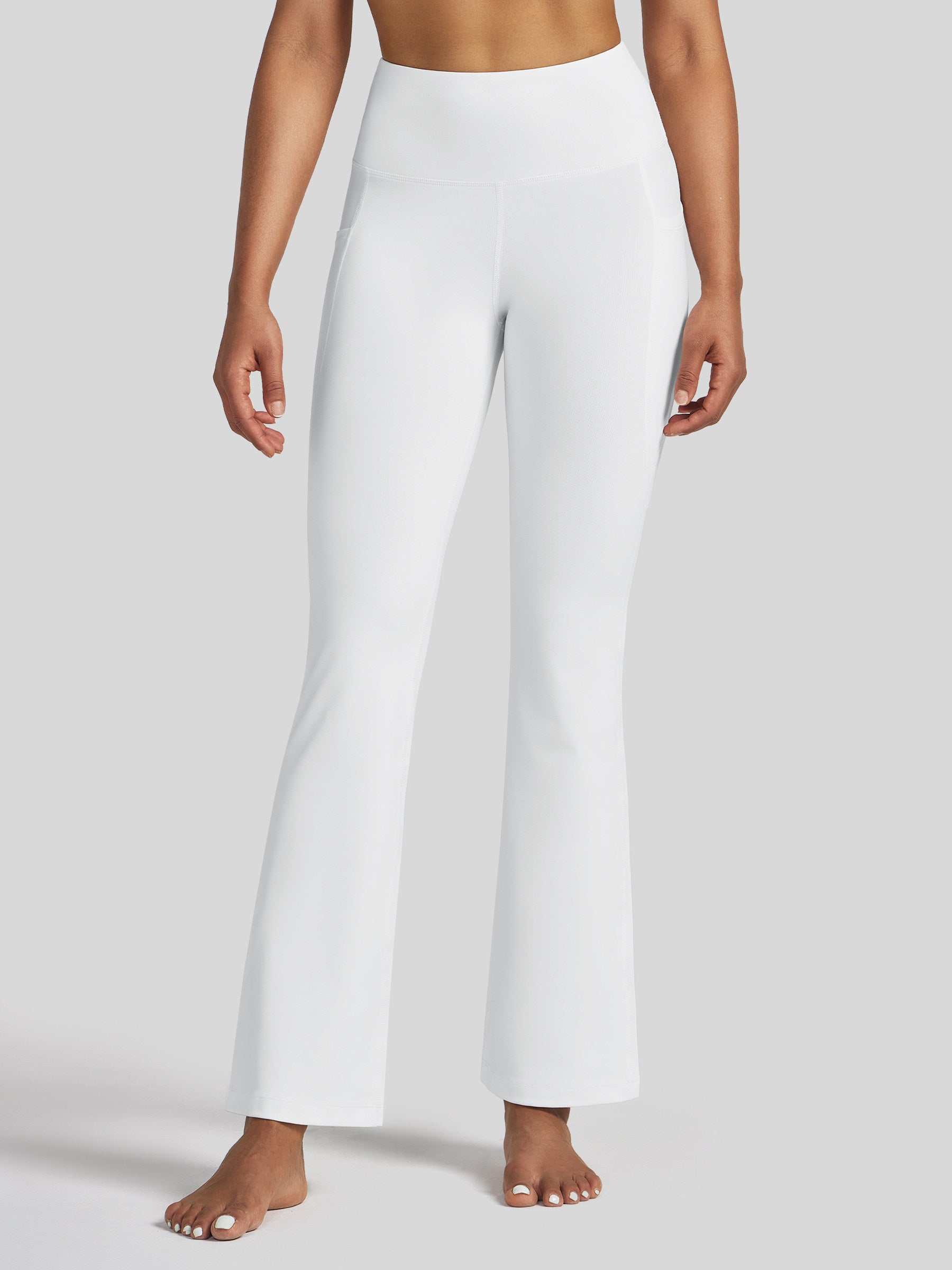 Womens Stretchy Yoga Pants Bootcut 29 Inch white