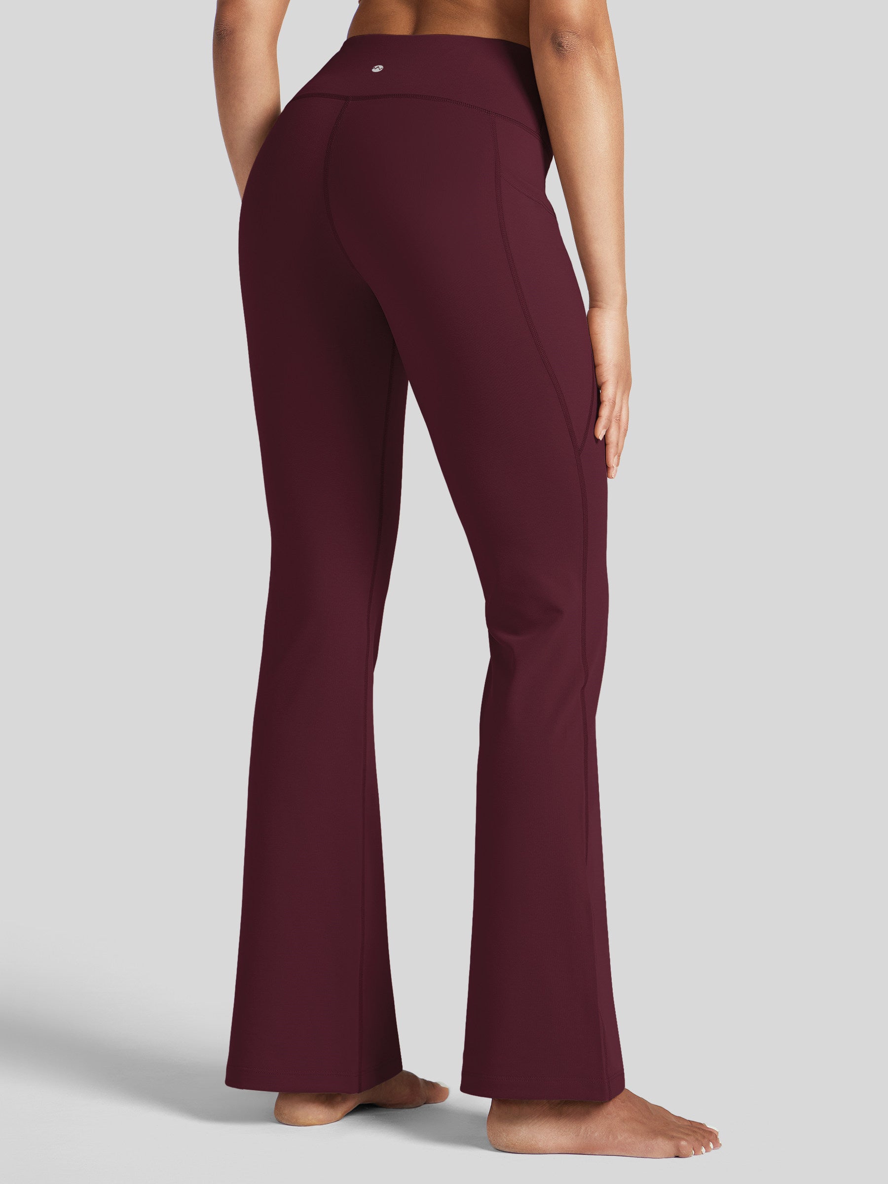 Womens Stretchy Yoga Pants Bootcut 31 Inch wine red