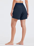 Women's High Waist Swim Board Shorts_Navy3