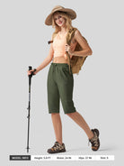 Willit Women's 15 Inch Long Hiking Shorts in army green4