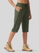 Willit Women's 15 Inch Long Hiking Shorts in army green2