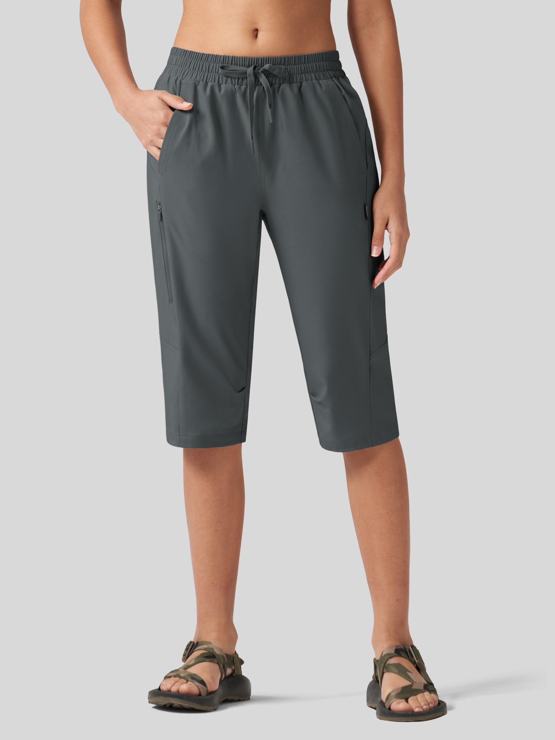 Willit Women's 15 Inch Long Hiking Shorts in deep gray1