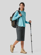 Willit Women's 15 Inch Long Hiking Shorts in deep gray4
