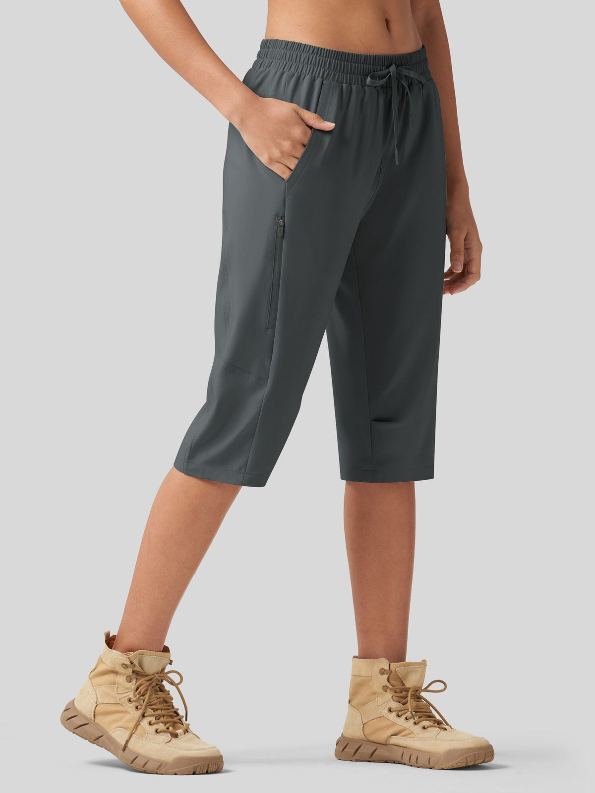 Willit Women's 15 Inch Long Hiking Shorts in deep gray3