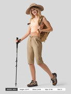 Willit Women's 15 Inch Long Hiking Shorts in deep khaki5