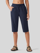 Willit Women's 15 Inch Long Hiking Shorts in navy1