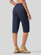 Willit Women's 15 Inch Long Hiking Shorts in navy2