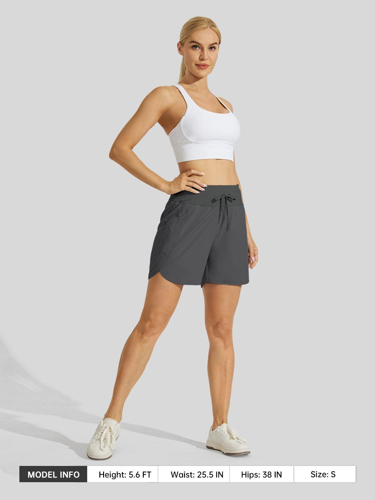 Willit Womens Active 5 Inch Shorts in deep gray5