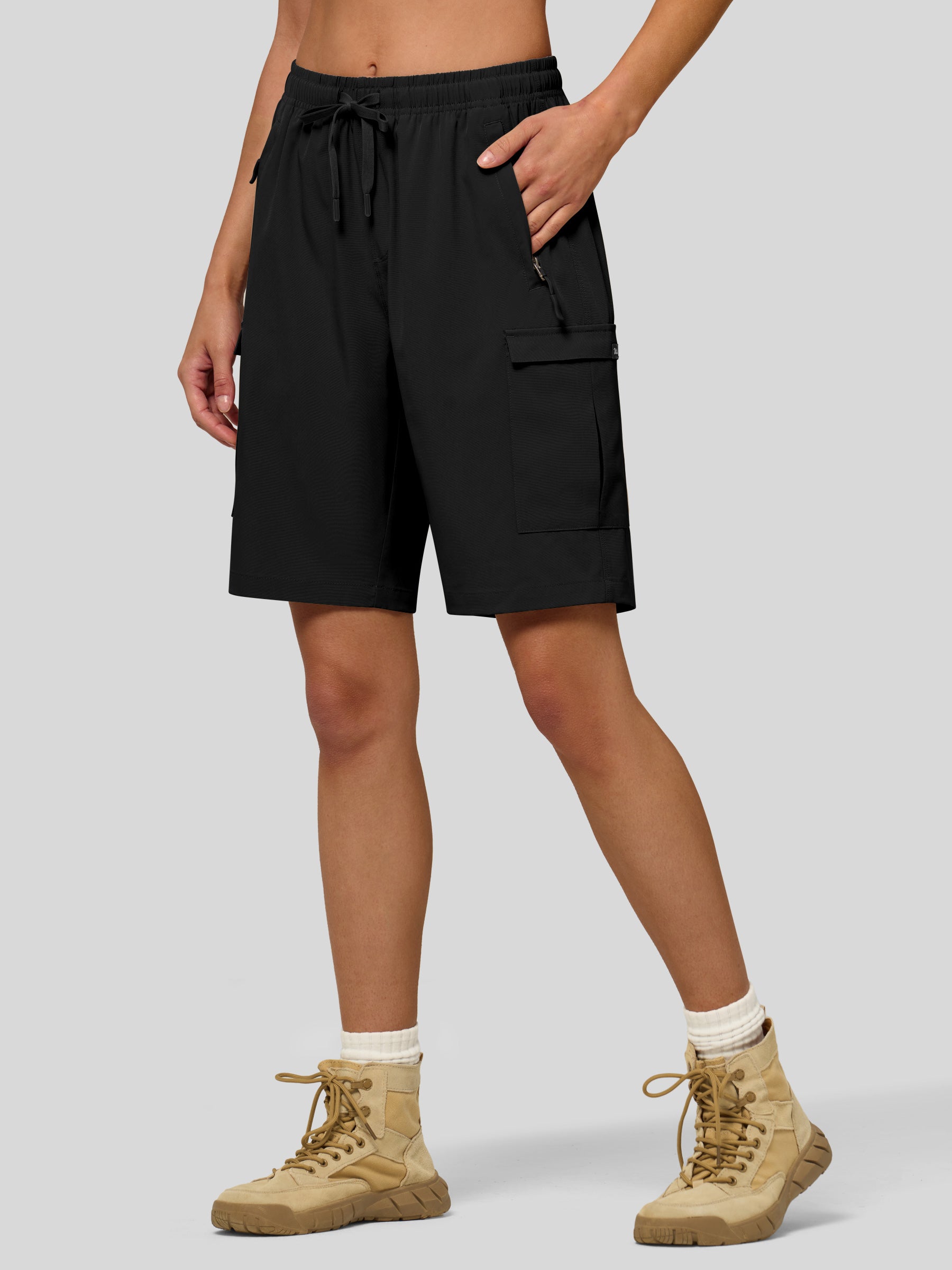 Willit Women's Active Trek Shorts 9 Inch in balck1