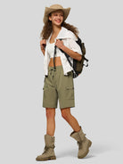 Willit Women's Active Trek Shorts 9 Inch in sage green4