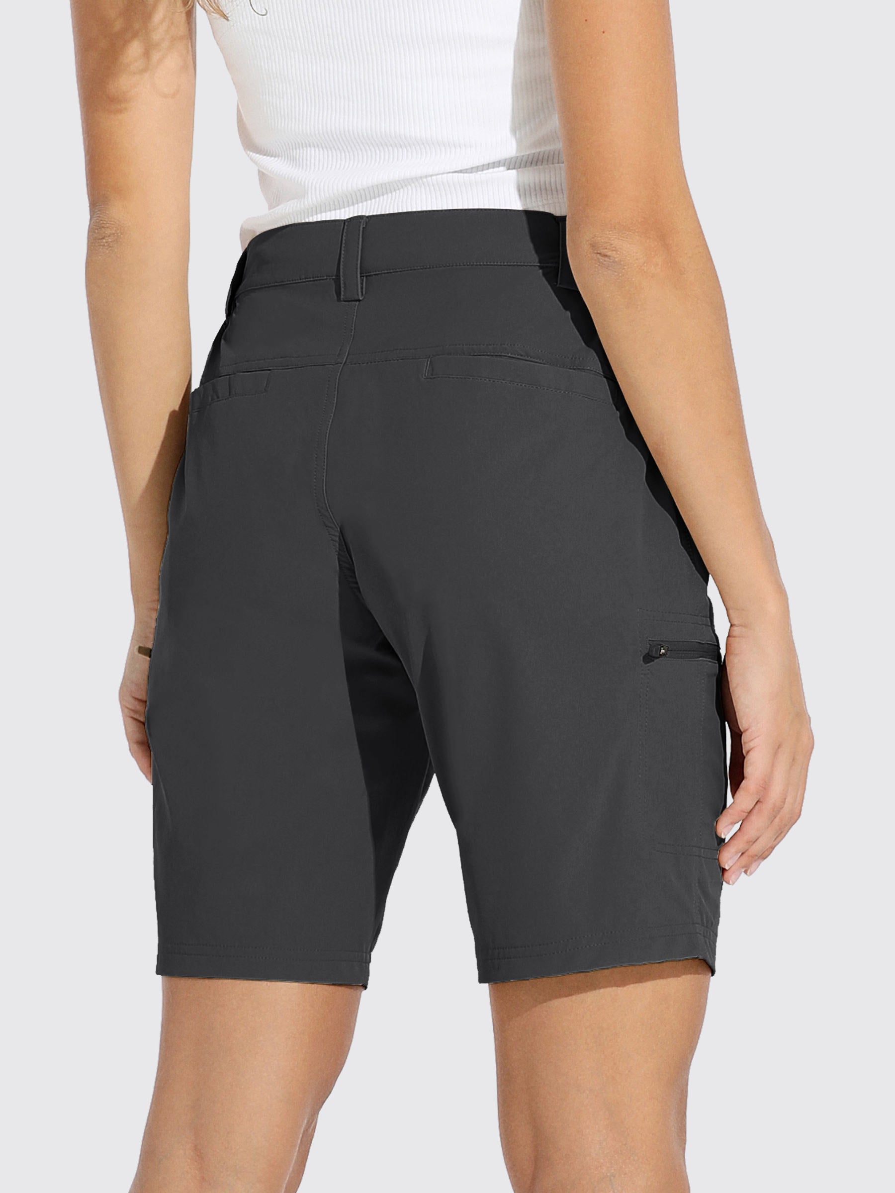 Womens Bermuda Cargo Shorts 10 Inch deep gray2