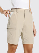 Womens Bermuda Cargo Shorts 10 Inch khaki1