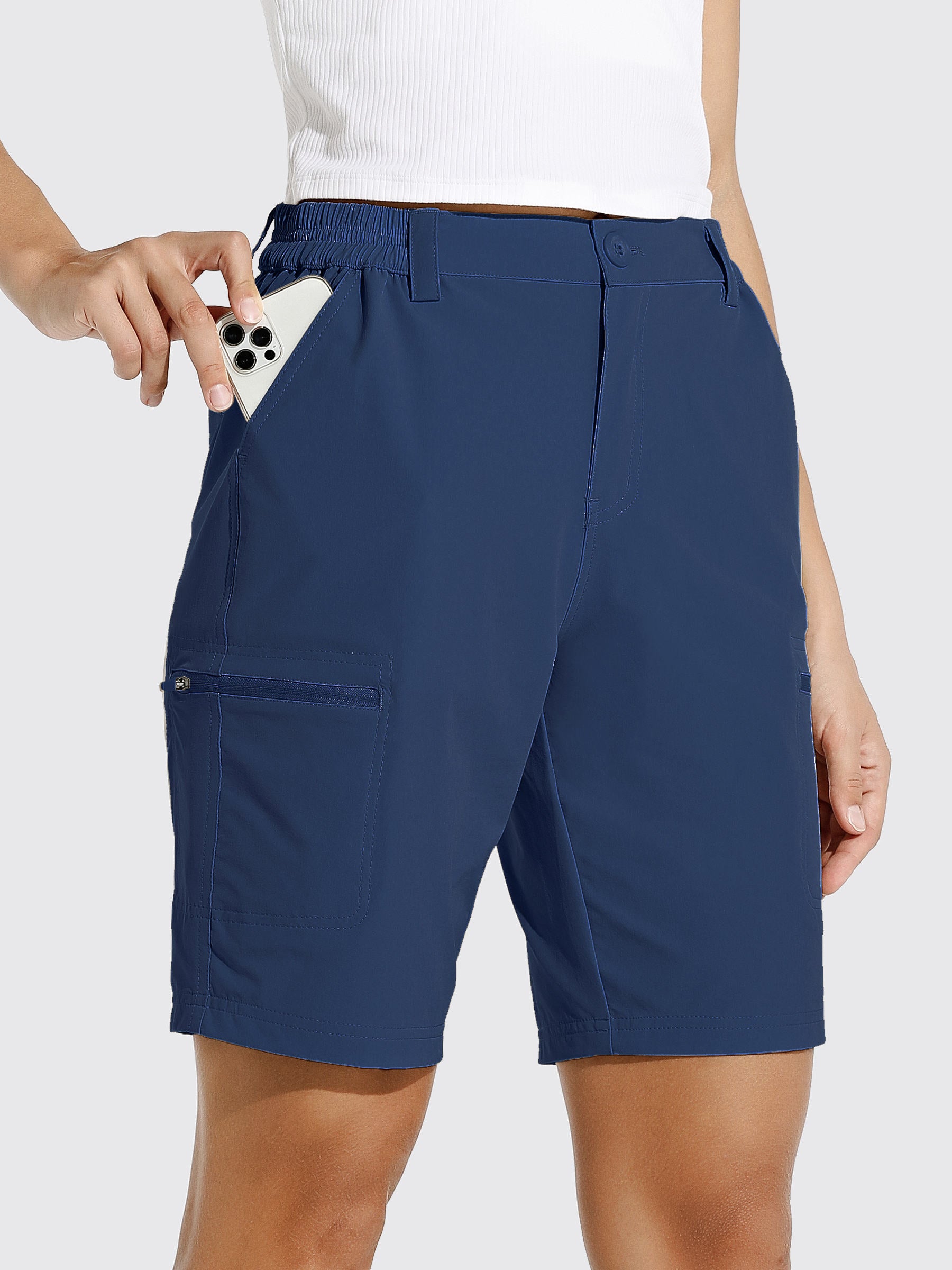 Womens Bermuda Cargo Shorts 10 Inch navy1