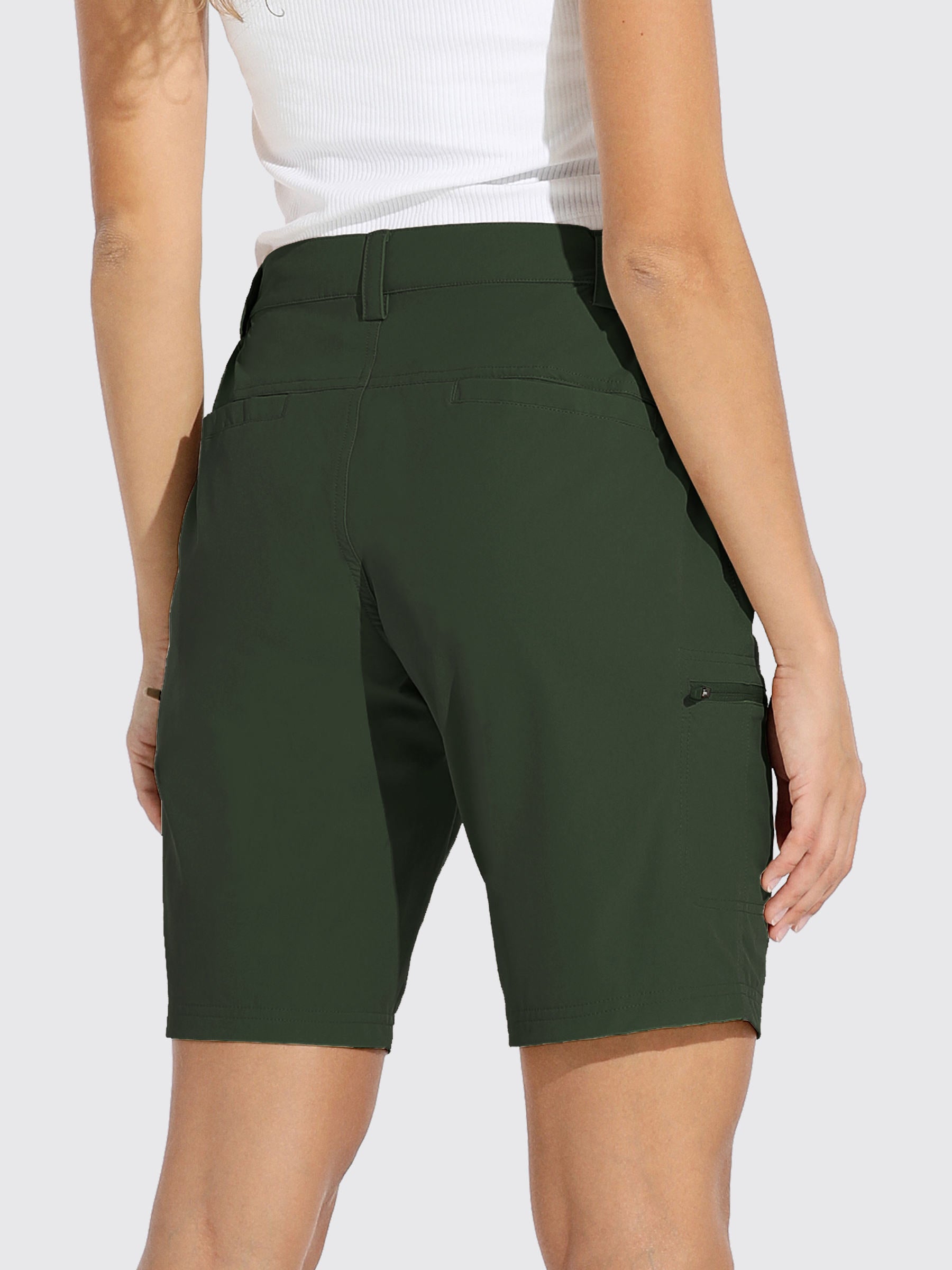 Womens Bermuda Cargo Shorts 10 Inch olive green2