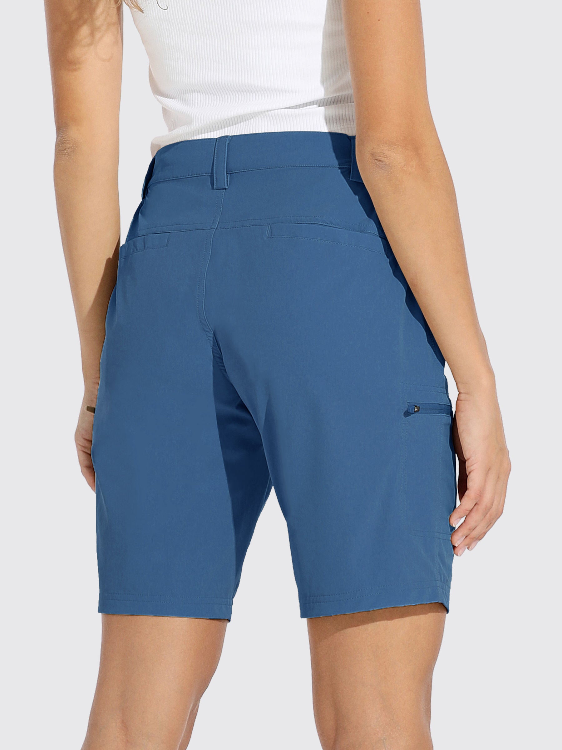 Womens Bermuda Cargo Shorts 10 Inch stone blue2