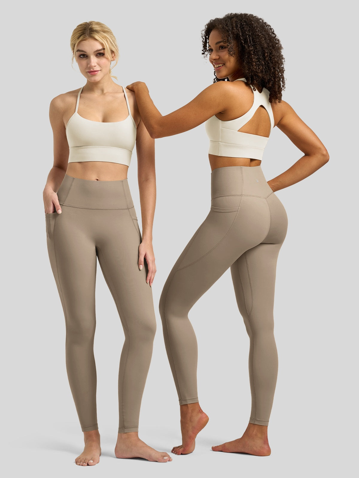 Willit Women's Butterflux Pocket Leggings-25 Inch in taupe