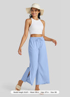 Womens Wide-Leg Cropped Pants light blue