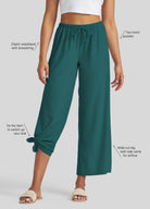 Womens Wide-Leg Cropped Pants mallad green