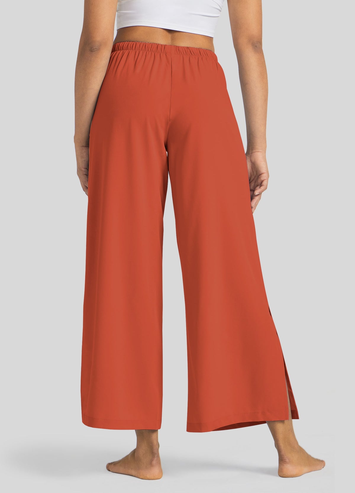 Womens Wide-Leg Cropped Pants tomato red