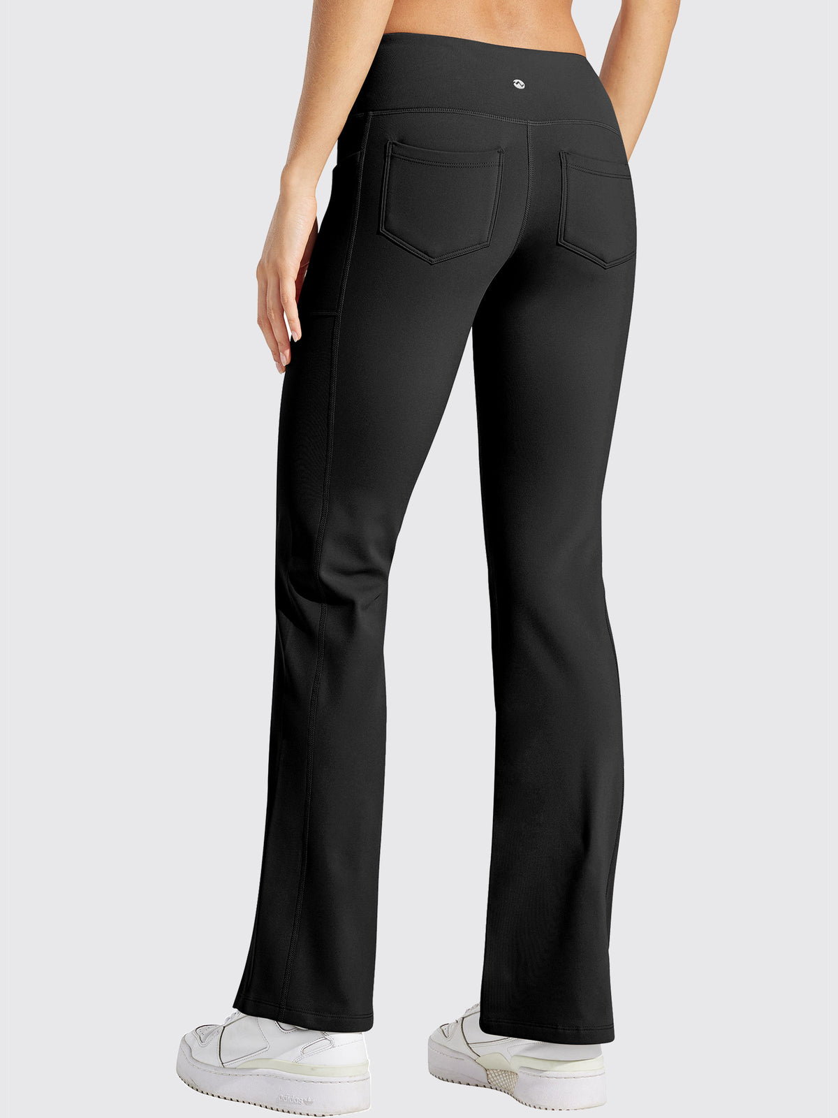 Womens Fleece Lined Crossover Flared Leggings black
