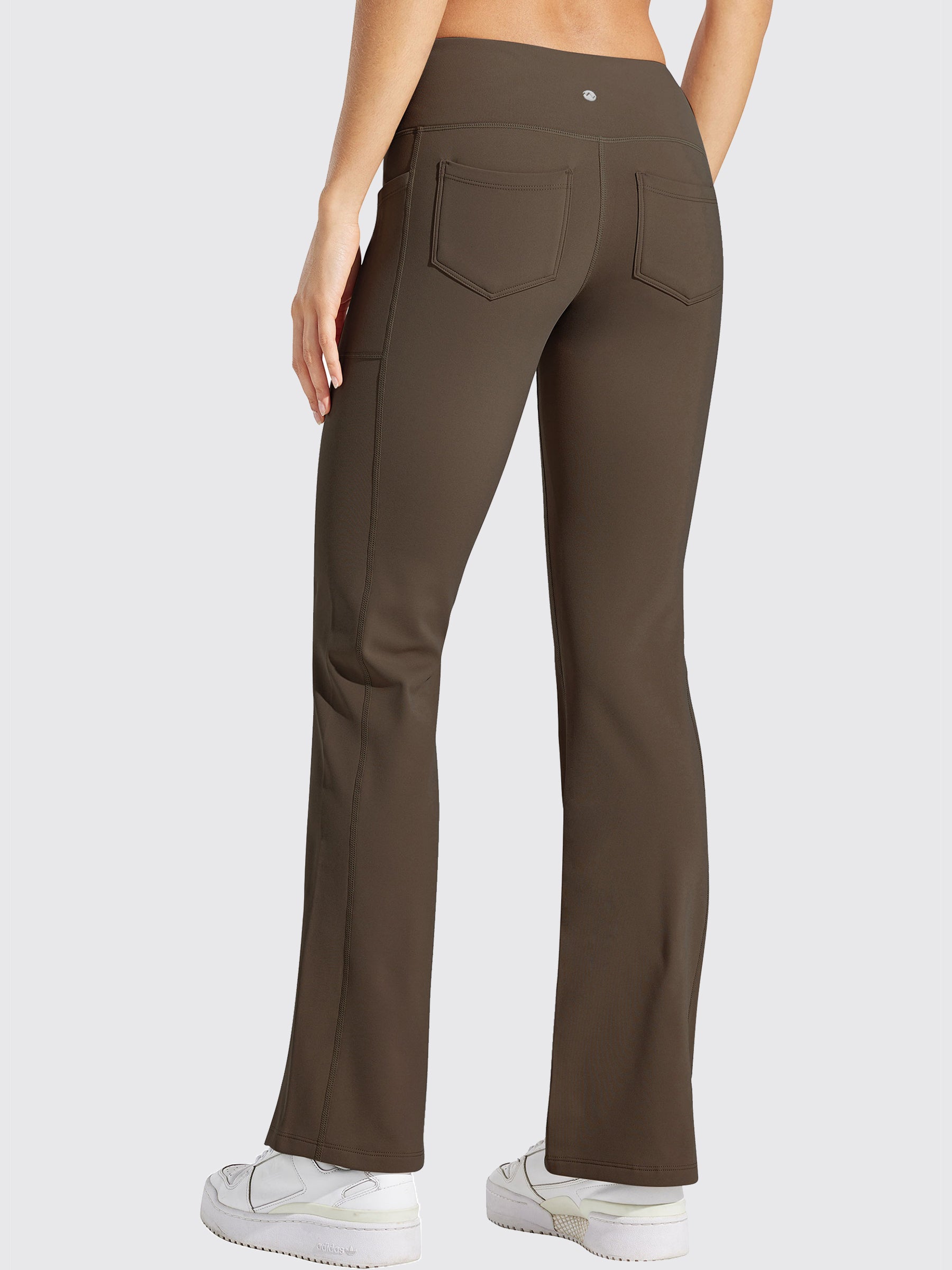 Womens Fleece Lined Crossover Flared Leggings brown